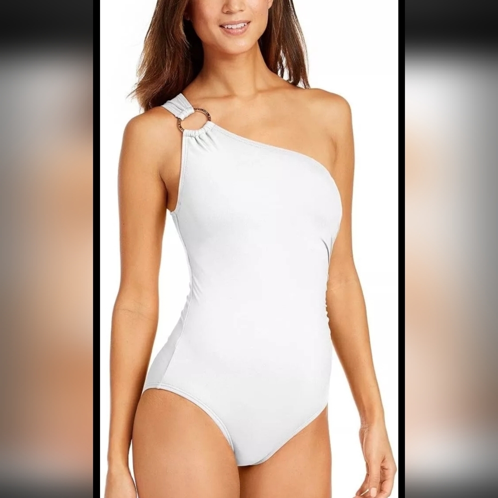 Michael Kors One Shoulder One Piece Swimsuit White, Size 4. NWTs